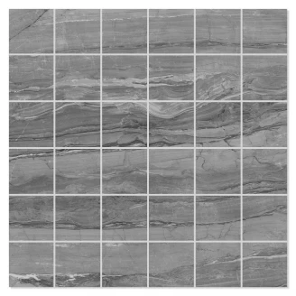 Marmor Mosaik Klinker Eos Mörkgrå Blank-Polerad Rak 30x30 (5x5) cm